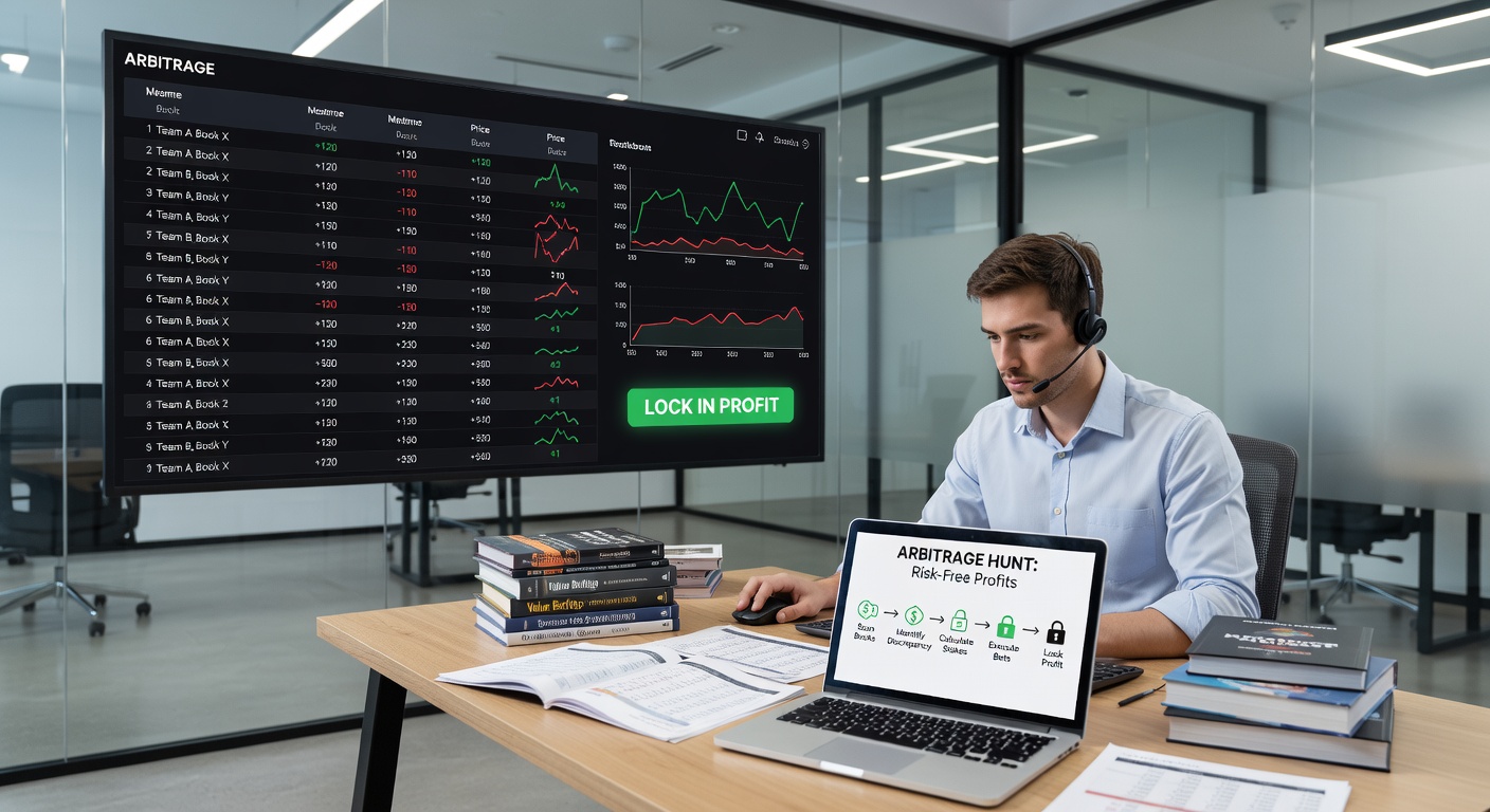 Screenshot of an arbitrage calculator showing stakes for opposing sides of a tennis match across three sportsbooks, with a projected 1.8% profit highlighted