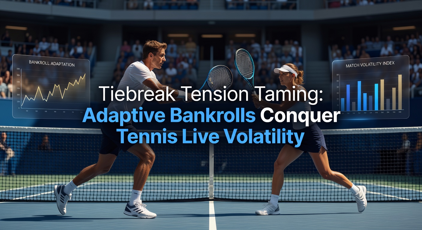 Graph illustrating bankroll curves during tennis tiebreaks, comparing fixed versus adaptive strategies under volatility stress