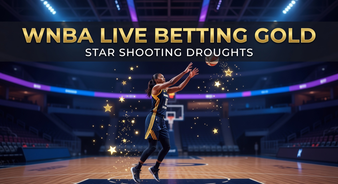 WNBA player in a shooting drought during a live game, with odds shifting on screen